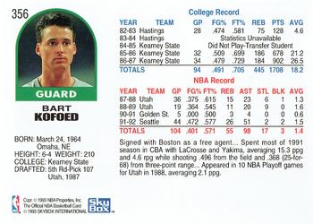 1992-93 Hoops #356 Bart Kofoed Back