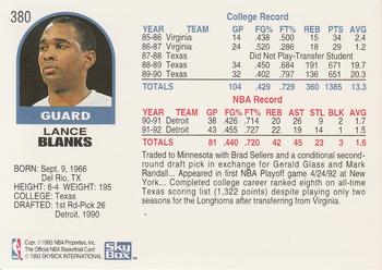 1992-93 Hoops #380 Lance Blanks Back