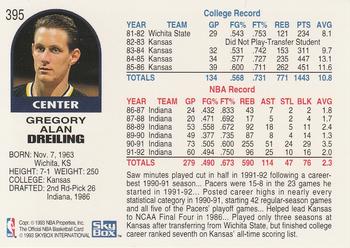 1992-93 Hoops #395 Greg Dreiling Back