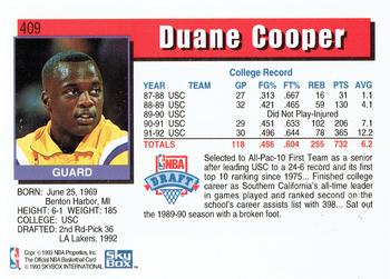 1992-93 Hoops #409 Duane Cooper Back