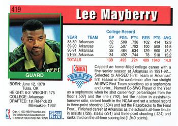 1992-93 Hoops #419 Lee Mayberry Back