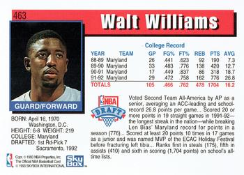 1992-93 Hoops #463 Walt Williams Back