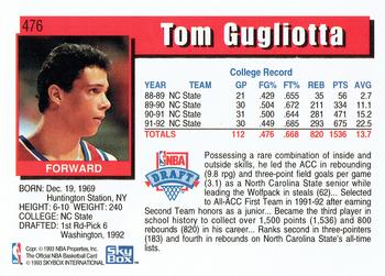 1992-93 Hoops #476 Tom Gugliotta Back