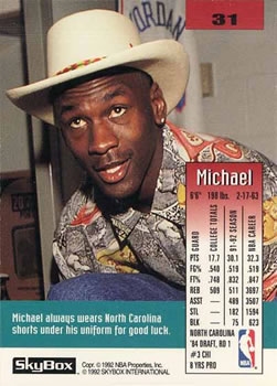 1992-93 SkyBox #31 Michael Jordan Back
