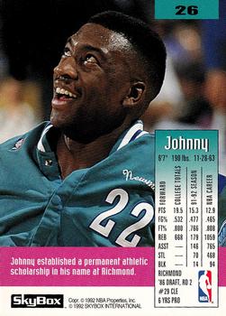 1992-93 SkyBox #26 Johnny Newman Back