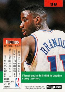1992-93 SkyBox #38 Terrell Brandon Back