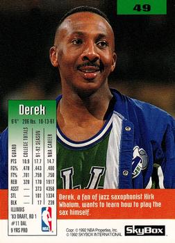 1992-93 SkyBox #49 Derek Harper Back
