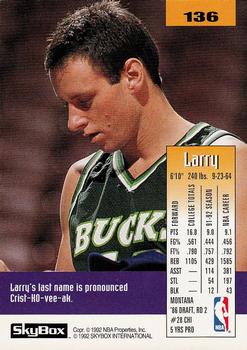 1992-93 SkyBox #136 Larry Krystkowiak Back