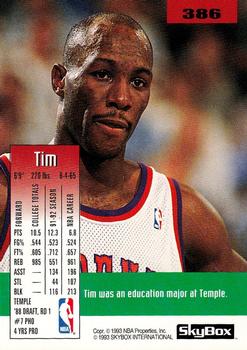 1992-93 SkyBox #386 Tim Perry Back