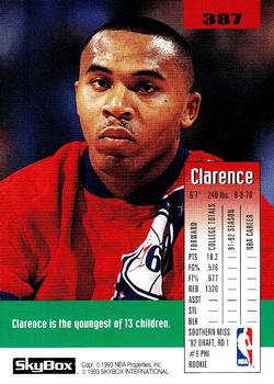 1992-93 SkyBox #387 Clarence Weatherspoon Back