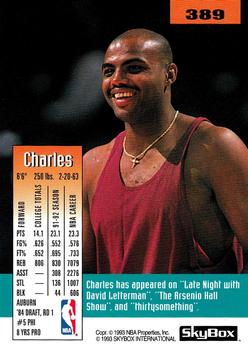 1992-93 SkyBox #389 Charles Barkley Back