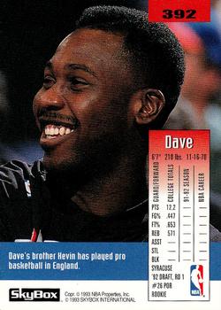 1992-93 SkyBox #392 Dave Johnson Back
