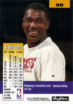 1992-93 SkyBox #90 Hakeem Olajuwon Back