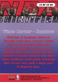 2003-04 Fleer Focus - NBA Shirtified Red #15 NS Vince Carter Back