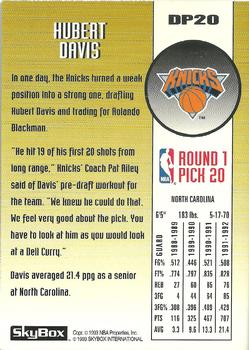 1992-93 SkyBox - Draft Picks #DP20 Hubert Davis Back