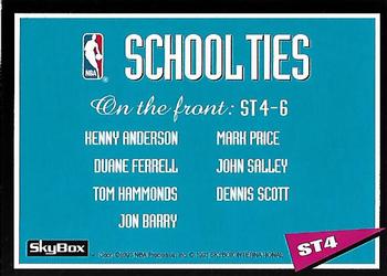 1992-93 SkyBox - School Ties #ST4 Kenny Anderson / Duane Ferrell Back