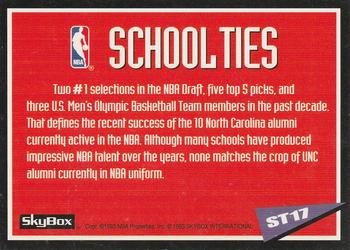 1992-93 SkyBox - School Ties #ST17 J.R. Reid / Pete Chilcutt / Brad Daugherty / Rick Fox Back