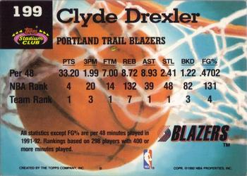 1992-93 Stadium Club #199 Clyde Drexler Back
