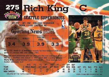 1992-93 Stadium Club #275 Rich King Back