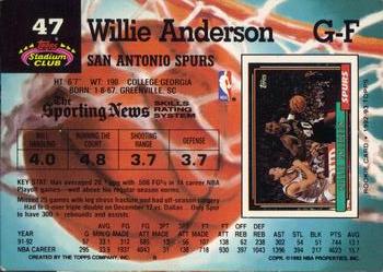 1992-93 Stadium Club #47 Willie Anderson Back