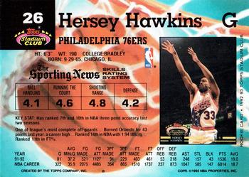 1992-93 Stadium Club #26 Hersey Hawkins Back