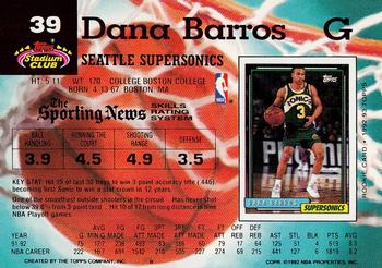 1992-93 Stadium Club #39 Dana Barros Back