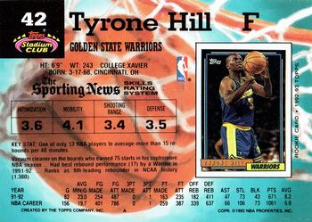 1992-93 Stadium Club #42 Tyrone Hill Back