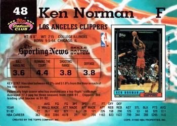 1992-93 Stadium Club #48 Ken Norman Back