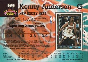 1992-93 Stadium Club #69 Kenny Anderson Back
