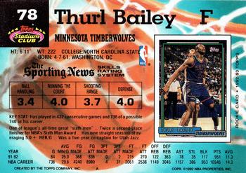 1992-93 Stadium Club #78 Thurl Bailey Back
