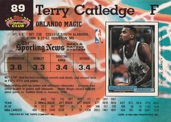 1992-93 Stadium Club #89 Terry Catledge Back