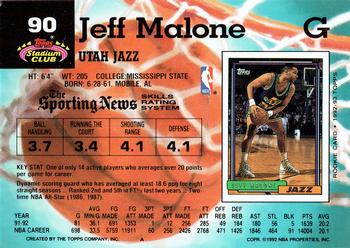 1992-93 Stadium Club #90 Jeff Malone Back