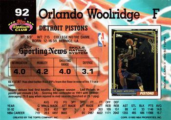 1992-93 Stadium Club #92 Orlando Woolridge Back