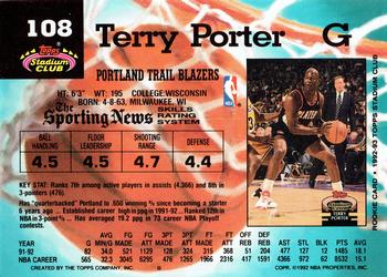 1992-93 Stadium Club #108 Terry Porter Back