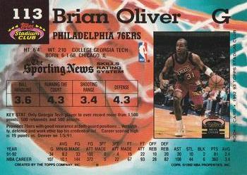 1992-93 Stadium Club #113 Brian Oliver Back