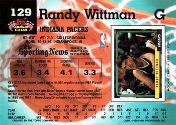 1992-93 Stadium Club #129 Randy Wittman Back