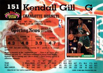 1992-93 Stadium Club #151 Kendall Gill Back