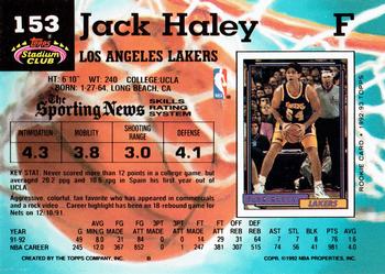 1992-93 Stadium Club #153 Jack Haley Back