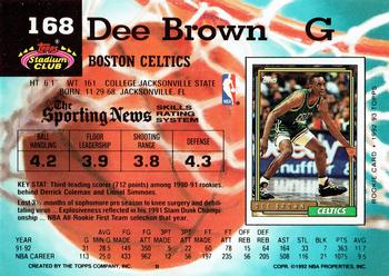 1992-93 Stadium Club #168 Dee Brown Back