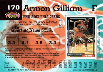 1992-93 Stadium Club #170 Armon Gilliam Back