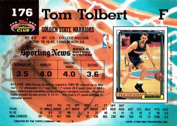1992-93 Stadium Club #176 Tom Tolbert Back
