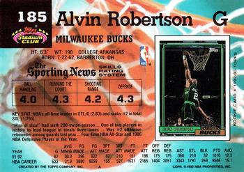 1992-93 Stadium Club #185 Alvin Robertson Back