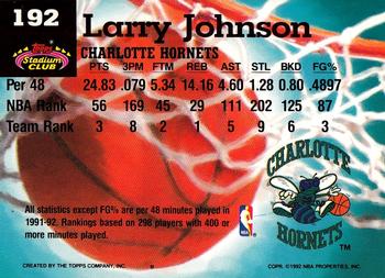 1992-93 Stadium Club #192 Larry Johnson Back