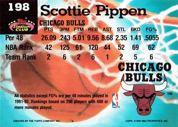 1992-93 Stadium Club #198 Scottie Pippen Back