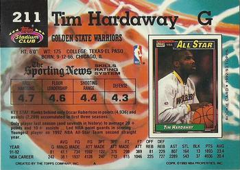 1992-93 Stadium Club #211 Tim Hardaway Back