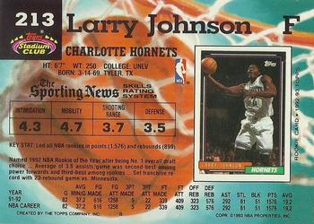 1992-93 Stadium Club #213 Larry Johnson Back