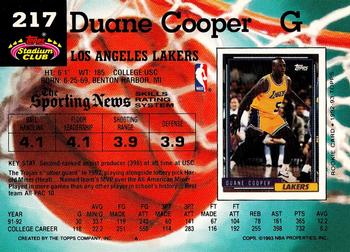 1992-93 Stadium Club #217 Duane Cooper Back