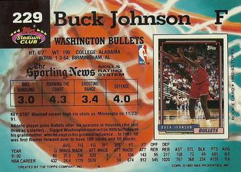 1992-93 Stadium Club #229 Buck Johnson Back