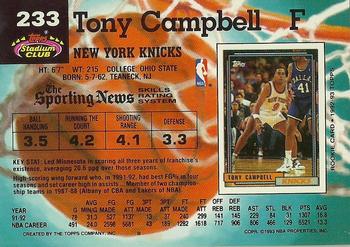 1992-93 Stadium Club #233 Tony Campbell Back