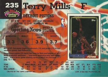 1992-93 Stadium Club #235 Terry Mills Back